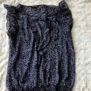 Black and Grey Express Ruffled Top-M